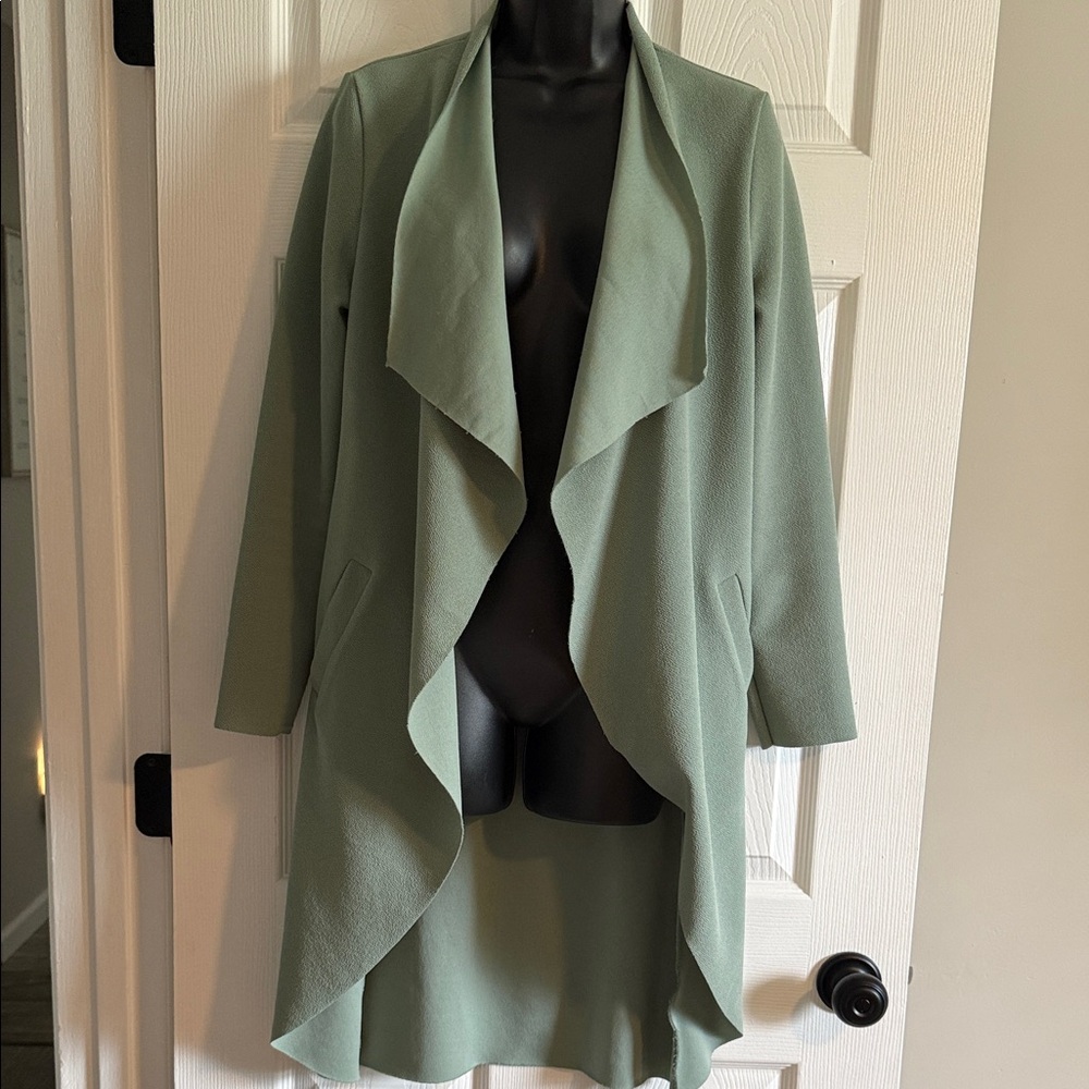 Light Sage Draped Open Front Women's Jacket